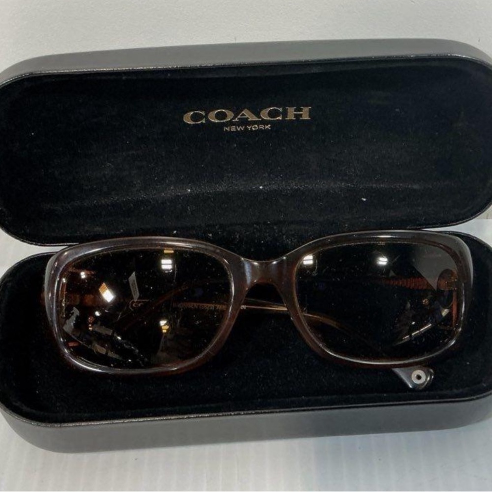 Women’s Coach Tortoise Sunglasses with Silver Accents S829 Bronwen Amber Horn